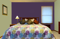 Purple and Green Bedroom Interior