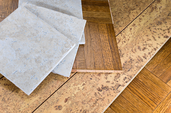 Flooring Sections of Wood Cork and Tile