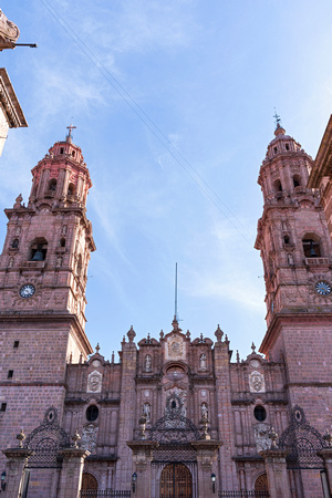 morelia cathedral front entrance and twin towers