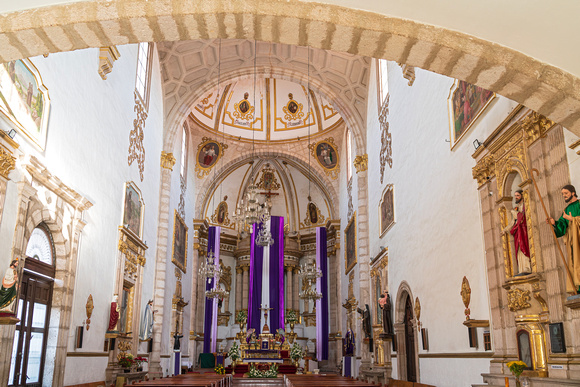 inside historic temple of saint francis of assisi in morelia