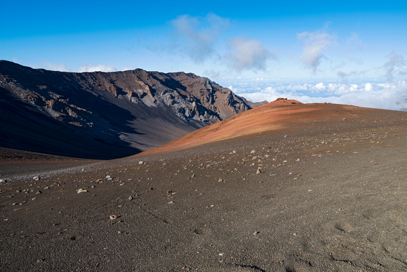 mountain ridge and sandy slope of haleakala crater