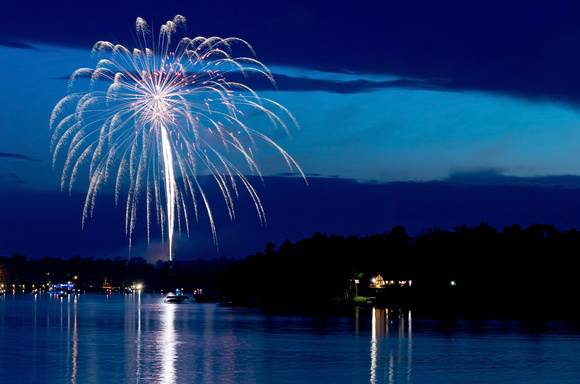 East Gull Lake Fireworks Above Bay