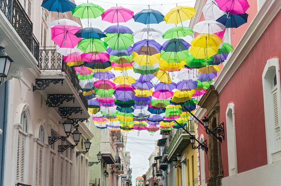 Colorful Umbrellas Adorn Streets of San Juan