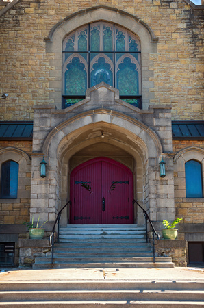 Gothic Style Church Entry and Facade in Saint Paul