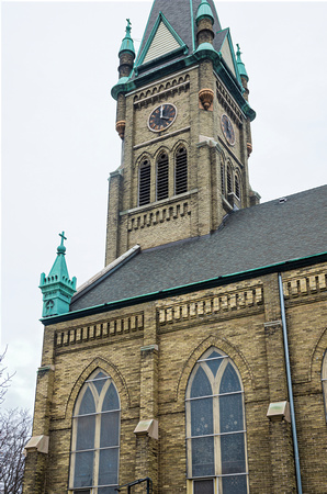 Church corner and bell tower in milwaukee