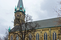 Historic church nave and steeple in milwaukee
