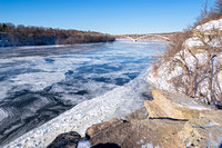 atop bluffs of icy mississippi river