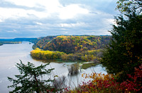 Mississippi River and Woodlands During Autumn in Iowa
