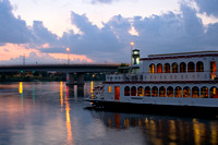 Mississippi River and Boat at Sundown